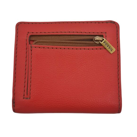 Fossil Madison Bifold Purple Rose Gold and Coral Faux Leather Wallet - Picture 3 of 9